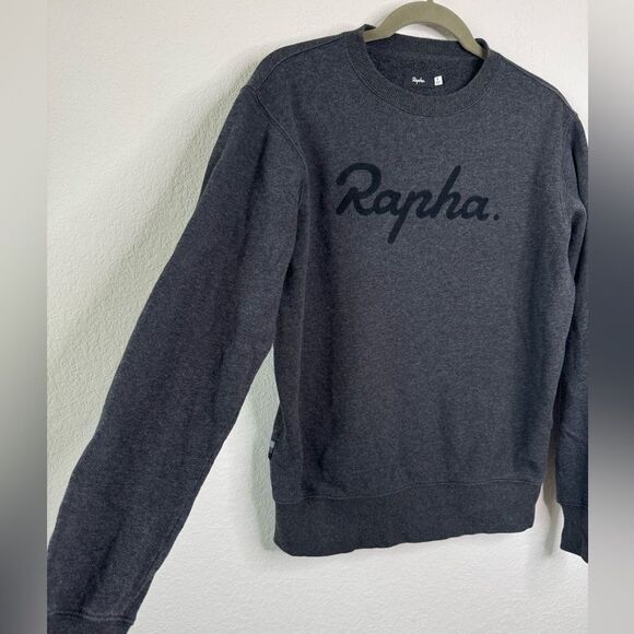 Rapha Sweatshirt Mens Sz S Gray Fleece Lined Spell Out Logo Crew Neck Cycling - Picture 2 of 6